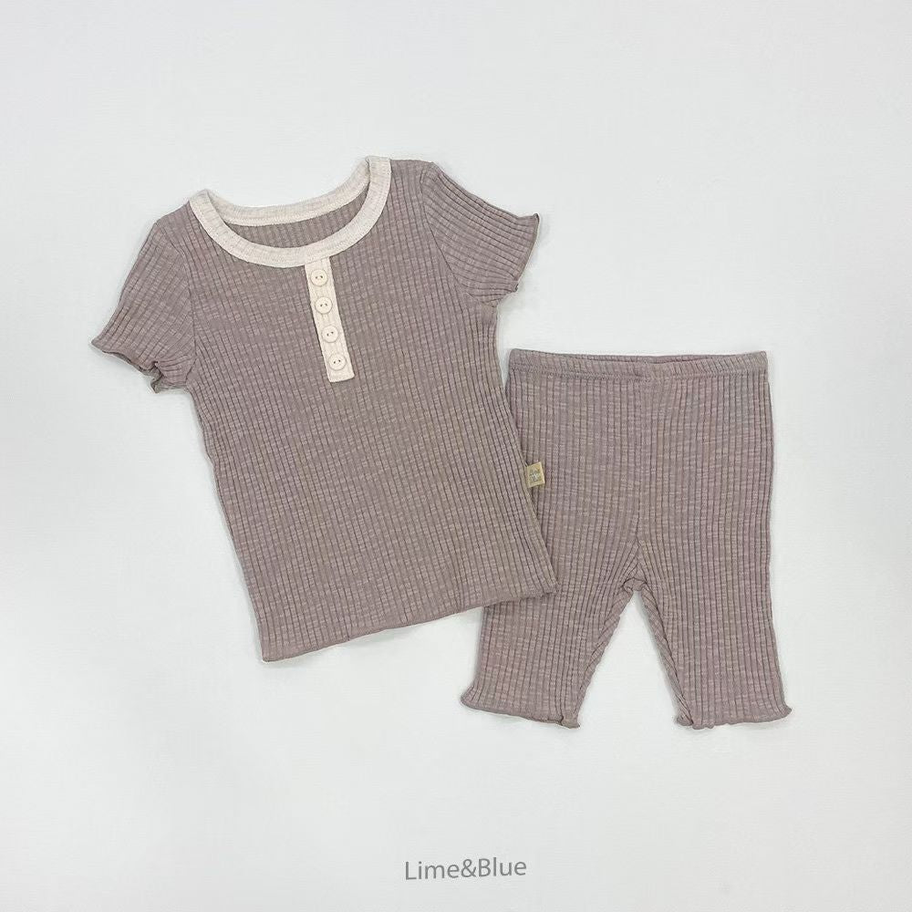 LB08/ 莫蘭迪色系直紋套裝