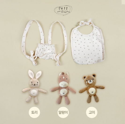 IK08/ 口水肩+安撫公仔+孭帶 套裝