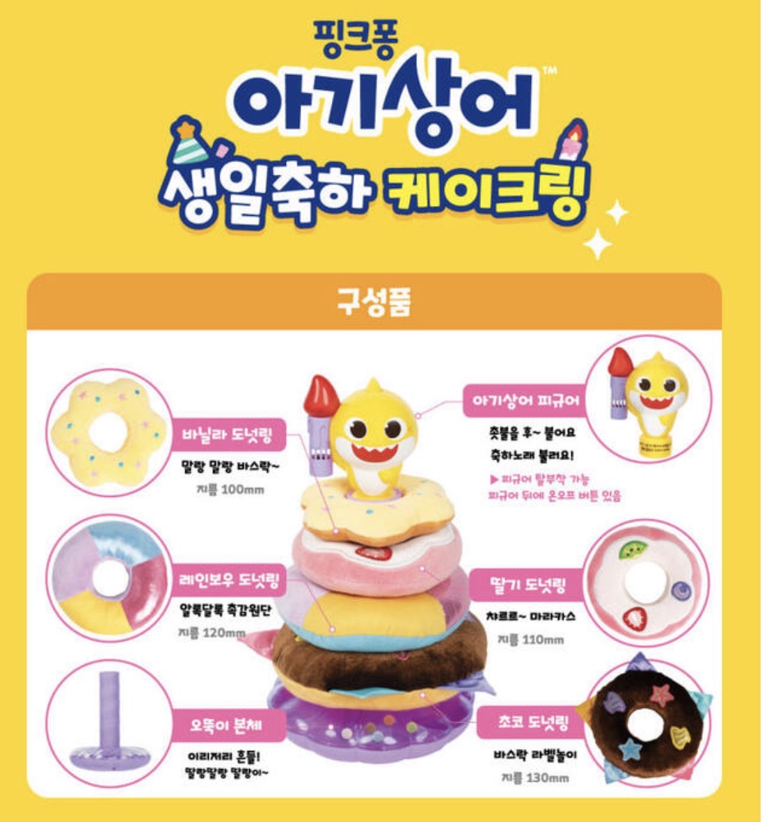 【韓國直送】Baby Shark生日蛋糕疊疊樂