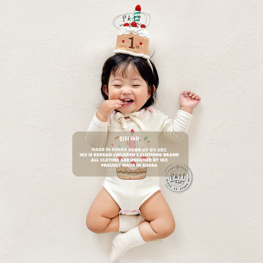 IK01/ 1歲生日連身衣+蛋糕帽套裝