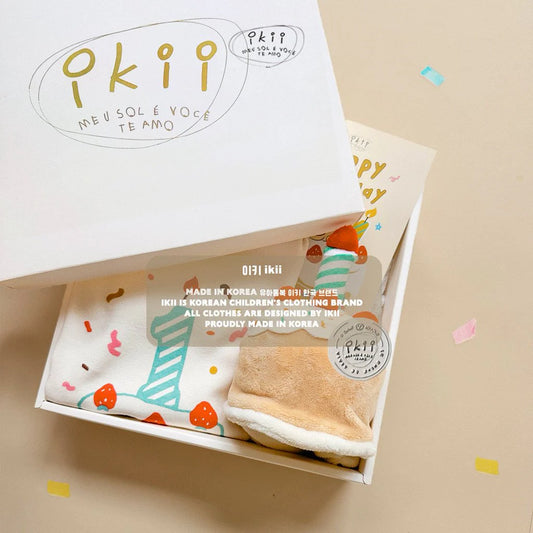 IK02/ 1歲生日連身衣+蛋糕帽 禮盒套裝