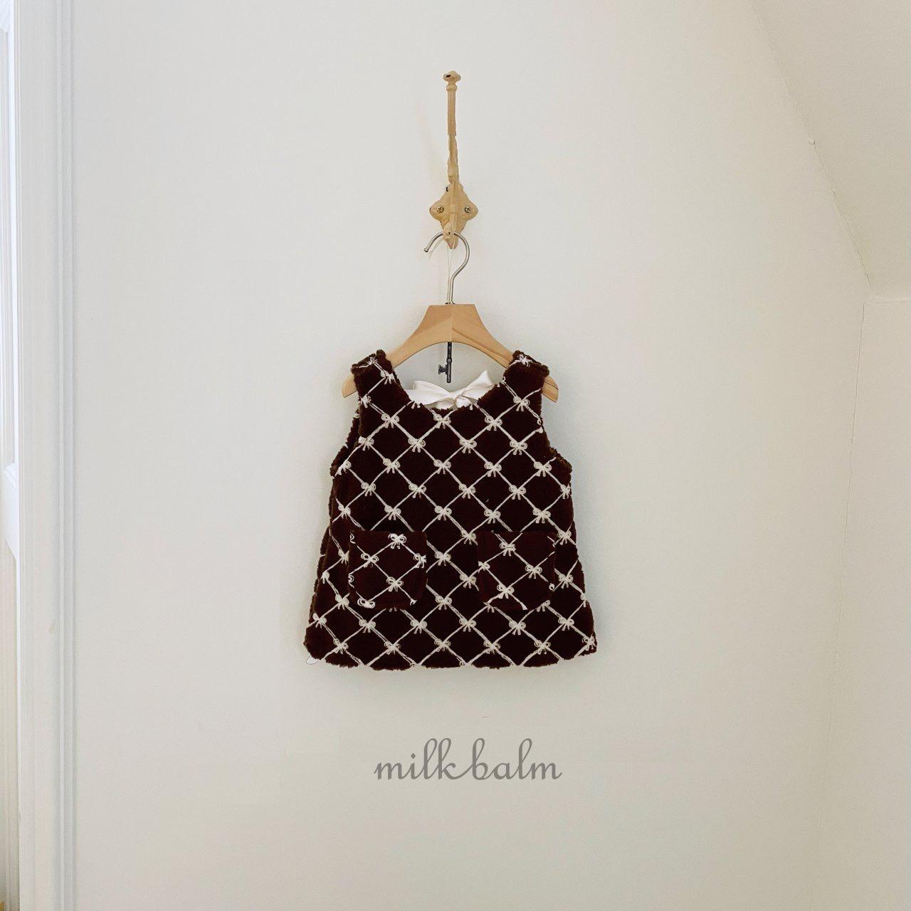 蝴蝶結背心絨裙