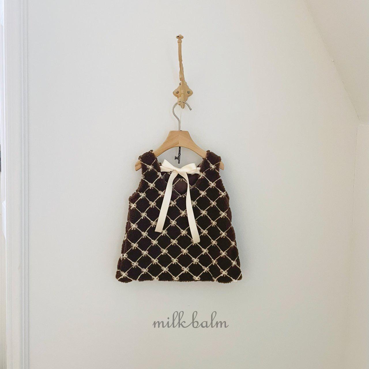 蝴蝶結背心絨裙