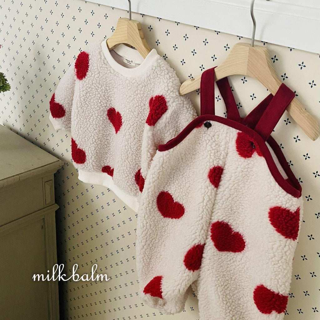 北歐風/心心絨毛工人褲