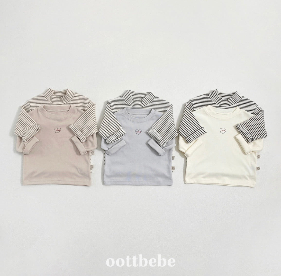 半樽領棉質長袖衫(兩件裝)